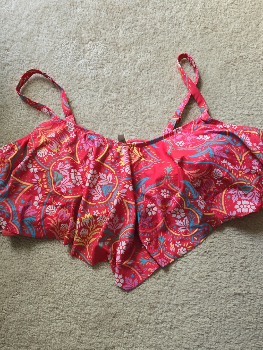 torrid Pink/ Coral Floral Paisley Flowy Bikini Top Size 4